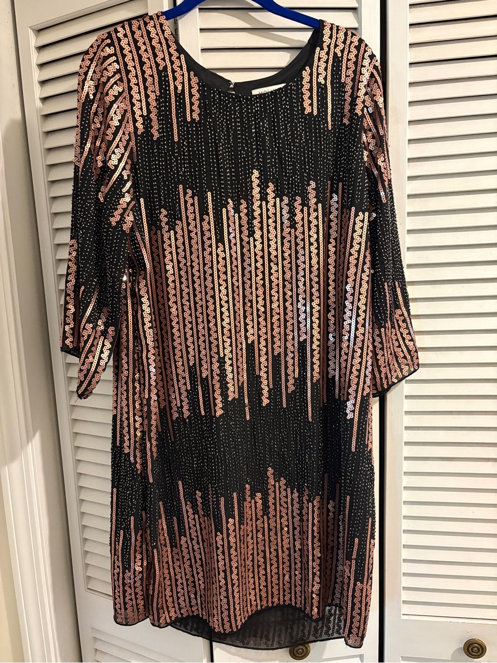 Molly Bracken Black Dress with Rose Gold Sequin Stripes